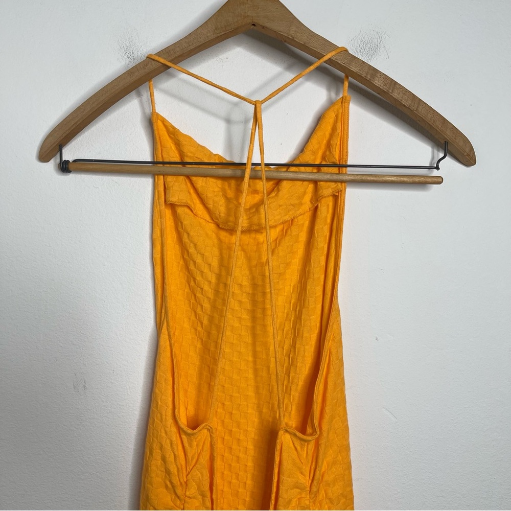 Free People BEACH Evelyn Halter Orange Square Textured
Open Back Dress XL Y2K 90 - Picture 11 of 16
